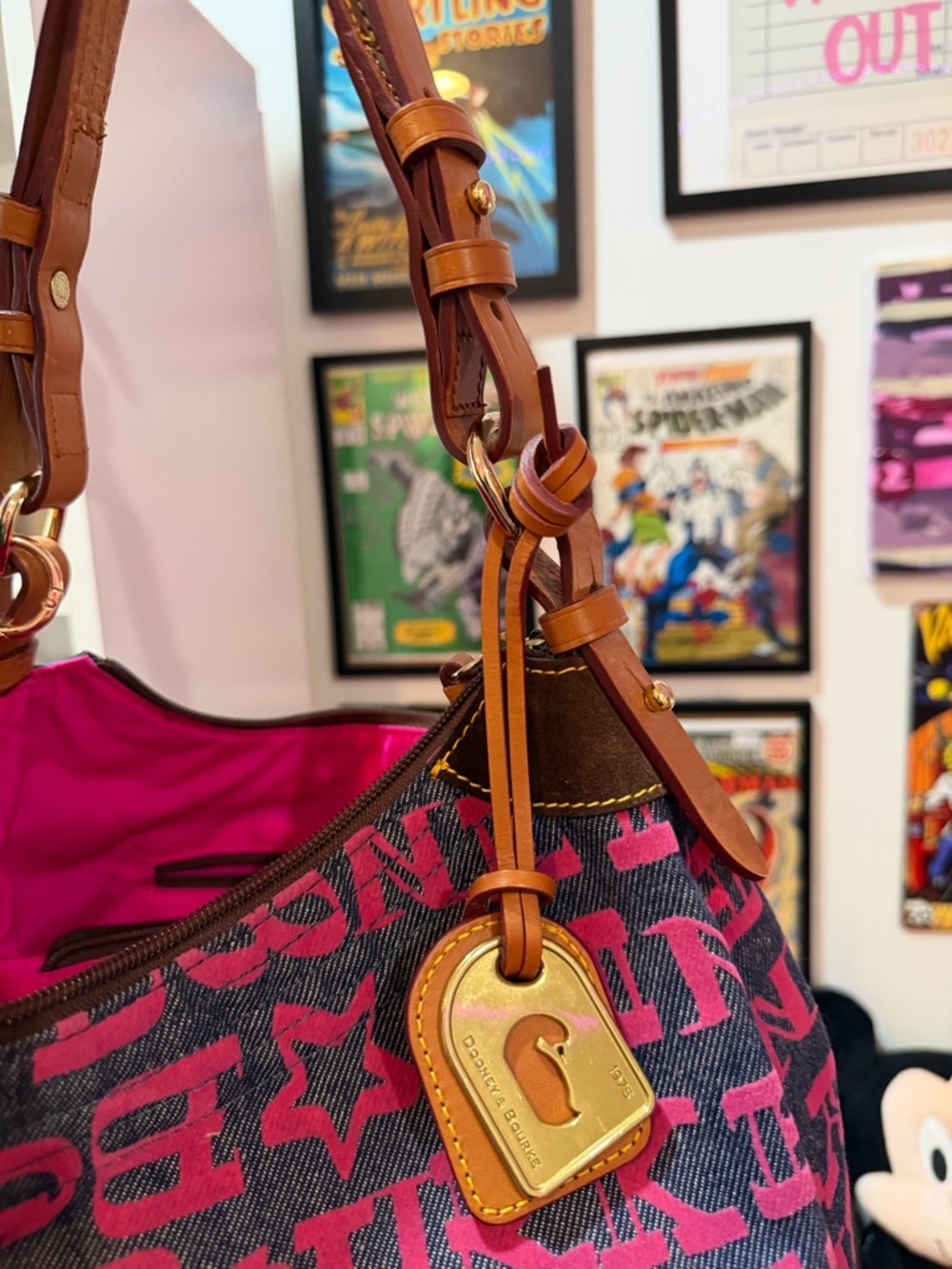 ON HOLD FOR AJAY DONT BUY! Dooney & Bourke Pink Logo Canvas Hobo - Picture 6 of 11